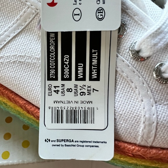 Superga 2790 White with rainbow trim platform shoe - Picture 3 of 9